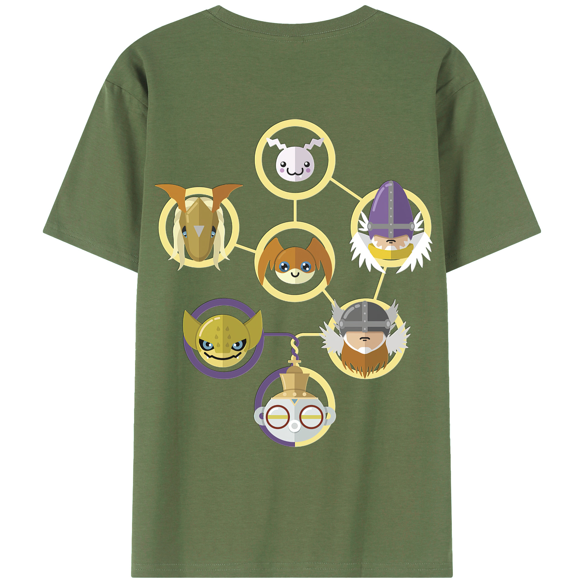 （画像用） Digimon デジタルモンスター/デジモン 綿100％ メンズ半袖Tシャツ（バックプリント） 通気性